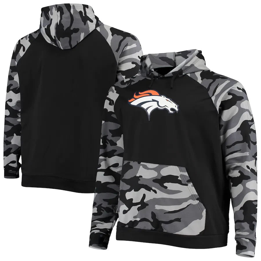 Denver Broncos NFL Camuflaje Raglán Pullover Sudadera con Capucha Negra, ¡ENVÍO GRATUITO! Foto 1 de 1
