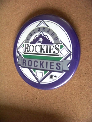 1993 Colorado Rockies old logo 3.5" button light scuffs c40882 - Image 1 of 4