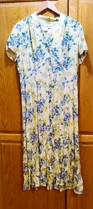 Women's Coldwater Creek Size 16 Yellow Floral Button Front Maxi Dress - Picture 1 of 5
