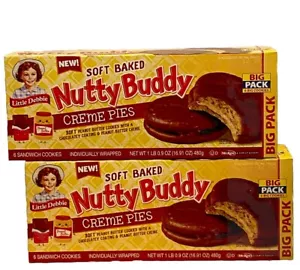 2 BIG PACKS! NEW! Little Debbie Nutty Buddy Soft Baked Creme Pies, DELICIOUS HTF - Picture 1 of 7
