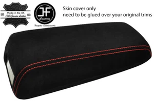 RED STITCH CUP HOLDER ARMREST REAL SUEDE COVER FITS VOLVO 740 760 780 940 - Imagen 1 de 2