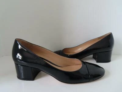 Zapatos/zapatos de tacón Gianvito Rossi negro charol acampanado bloque 45 mm EUR 39/US 8,5 Foto 1 de 4