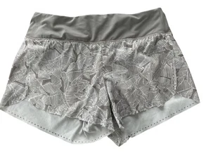 Athleta Womens Athletic Shorts Gray Floral Size M/L Elastic Waist Pockets - Picture 1 of 9