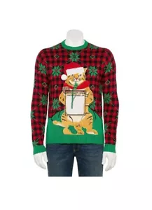 Holiday Ugly Christmas Sweater - Cat Drinking Milk w/Cup Holder - Size Medium - Picture 1 of 3