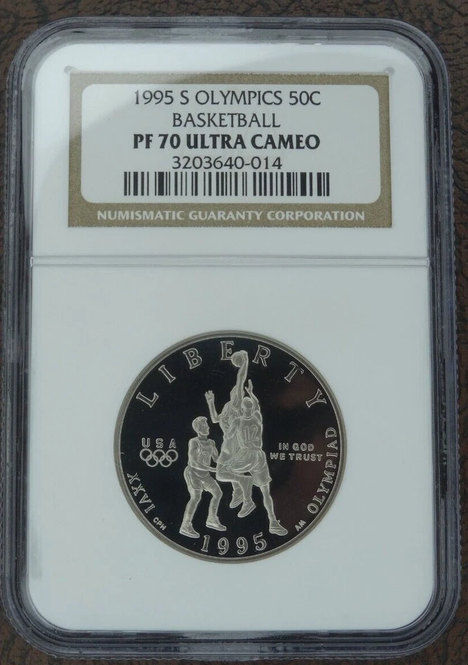 1995-S Olympic Basketball Proof Half Dollar NGC PF 70 Ultra Cameo Commemorative - Image 1 of 4