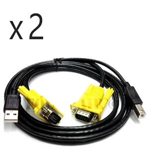 2 Pack - 5ft KVM Switch Cable - USB VGA Wire Cord 3-in-1 Keyboard Video Mouse PC - Picture 1 of 2