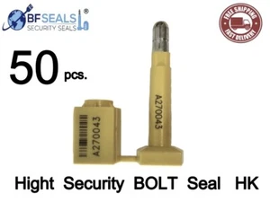 Sello de perno de alta seguridad HK, 50 piezas, amarillo, certificado ISO y C-TPAT, código de barras - Imagen 1 de 9