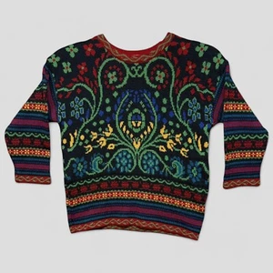 Vintage Laura Ashley Mother & Child Paisley Knit Sweater 6-7 Years Wool/Acrylic - Picture 1 of 5