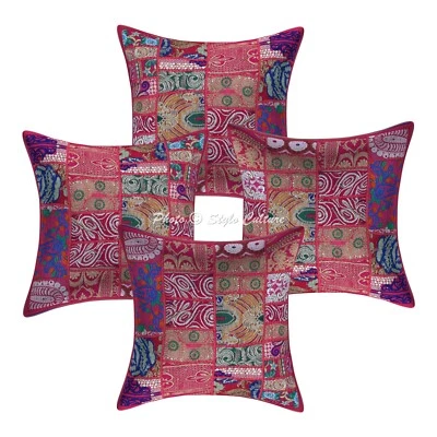 Home Decor Pillow Cover Vintage Bohemian Patchwork Cushion Cover 18 x 18 in - Image 1 of 4