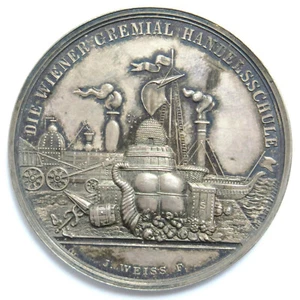 [R1676] Silbermedaille 1891, Handelsschule Wien Auszeichnung, Sign. Weiss - Zdjęcie 1 z 4