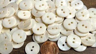 8 PCS Only Iridescent Cream MOP River Shell Buttons 15mm Almost 5/8" 13557 - Image 1 of 4