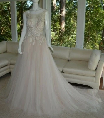 Eddy K New With Tags Beautiful Tulle/Beaded Wedding Gown w/ Chapel Length Veil - Image 1 of 4