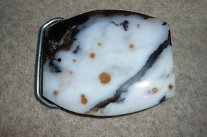 Conjunto de hebilla y bolo artesanal de jaspe a lunares piedra natural - Imagen 1 de 6