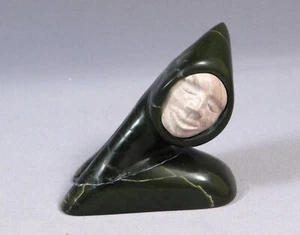 Elias Semigak Inuit Canada Native Face Carving Soapstone Award Winning 2011 - Foto 1 di 5