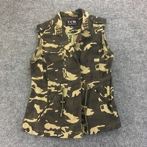 I Love Boy Meets Girl Military Vest w/Pockets Girls Large Camo Green Studs Rivet - Picture 1 of 12