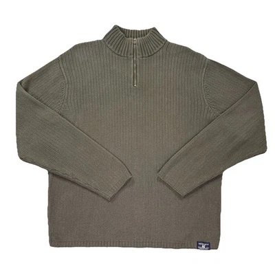 Suéter Acanalado American Eagle Para Hombre Talla XL 1/4 Cremallera Calce Ajustado Verde Oliva Foto 1 de 4