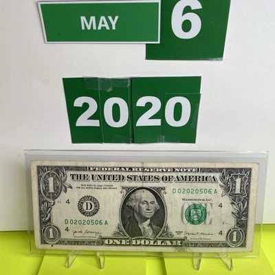 Dollar Birthday Note May 6 2020   $1 Bill Fancy Serial Number Anniversary - Image 1 of 4