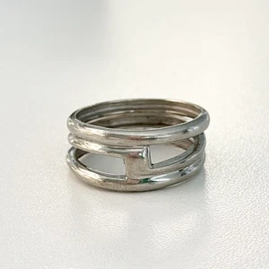 Vintage 925 Sterling Silver Multi Row Modernist Band Ring Size 8 - Picture 1 of 9