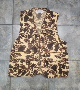 Vintage 90s Blue Bill Redhead Men's Medium Duck Camo Cargo Hunting Vest - Picture 1 of 11