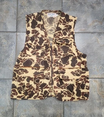 Vintage 90s Blue Bill Redhead Men's Medium Duck Camo Cargo Hunting Vest - Image 1 of 4