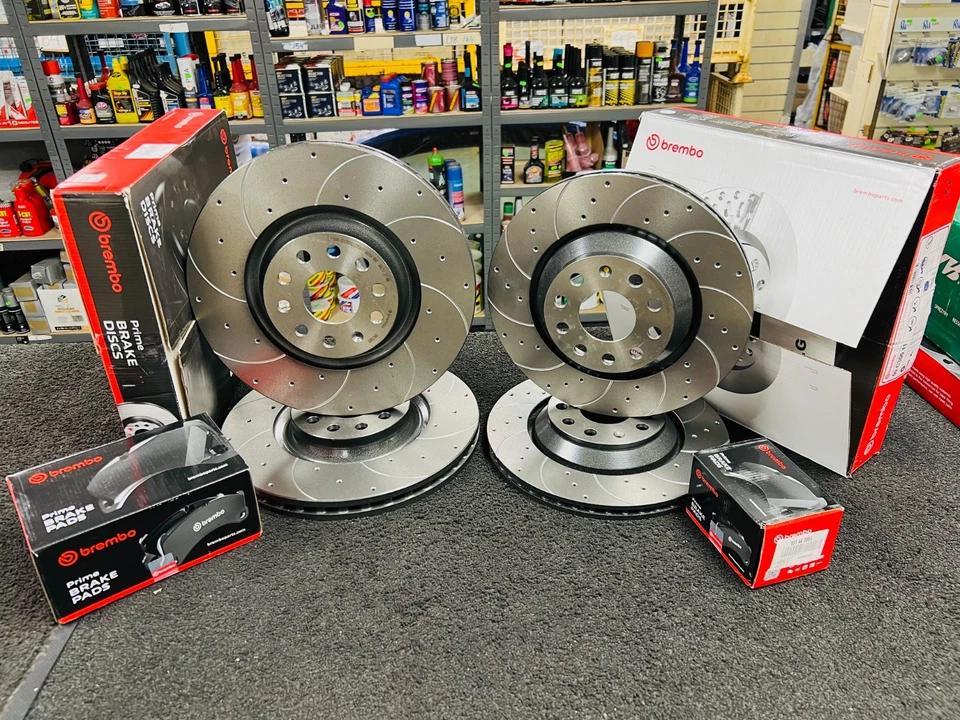 PARA AUDI TT TTS TFSI QUATTRO DISCOS DE FRENO RANURADOS PERFORADOS BREMBO DELANTEROS TRASEROS PASTILLAS Foto 1 de 4