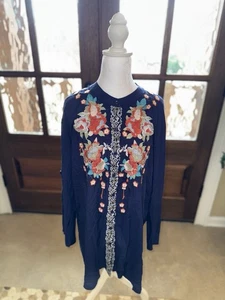 Túnica Solitaria Nueva con Etiquetas Floral Bordada Para Mujer XL Boho Viaje Elegante Cómoda Suave - Imagen 1 de 11