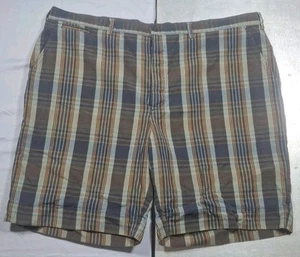 De Colección Polo Ralph Lauren Madras 9" Pantalones Cortos Para Hombre 46 GRANDES Marrón A Cuadros Botón Mosca Chino - Imagen 1 de 12