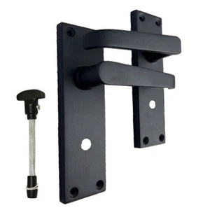 Victorian Straight Matt Black Bathroom Interior Door Handles 1 Pair - Picture 1 of 12