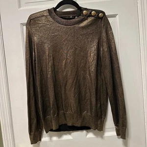 Top Balmain x H&M tejido dorado metálico manga larga - Imagen 1 de 6
