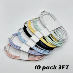 10 pack Braided 60W PD Charger Cable USB C to USB C Fast Charging for iphone 16 - Picture 1 of 15