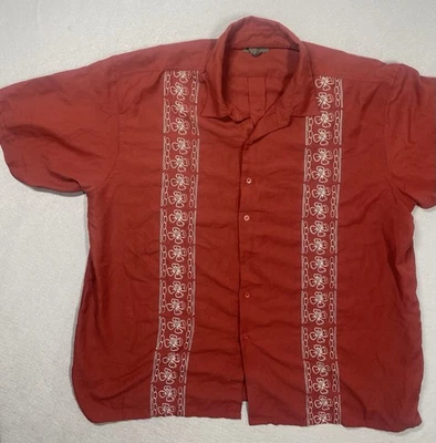Maroon With White Embroidery Bruno Hawaiian Shirt XXXL - Image 1 of 4