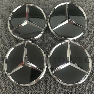 2.95inch/75mm Set Of 4 Center Caps Glossy Black  Fits Most Models Benz Foto 1 de 4