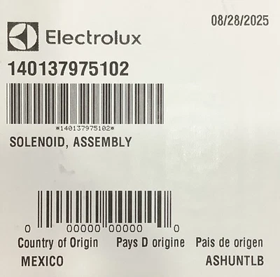 MONTAJE SOLENOIDE ORIGINAL OEM FRIGIDAIRE 140137975102 Foto 1 de 4