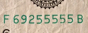 5 in a Row 5s Fancy Serial Number One Dollar Bill Five of a Kind F69255555B - Picture 1 of 6