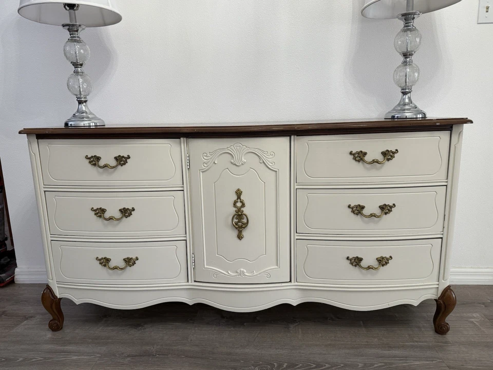 2 Tone French Provincial-style dresser Cream And Brown - Image 1 of 3