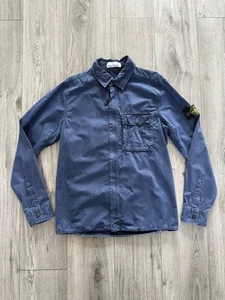 Stone Island Full Hidden Zip Overshirt Washed Navy Jacket Mens Medium Coat - Picture 1 of 14