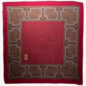 Vintage 80s Yves Saint Laurent YSL Foulards Geometric Paisley Print Silk Scarf - Picture 1 of 3