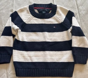 Tommy Hilfiger Toddler Boys Sweater 18 month Navy Blue and White Crewneck - Picture 1 of 5