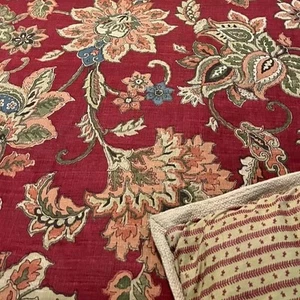 Chaps Ralph Lauren Comforter QUEEN Floral Annabelle Red Blue Cotton VINTAGE - Foto 1 di 8