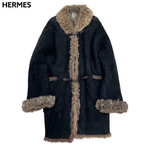 HERMÈS Cappotto HERMES Paris Collezione Kelly Hardware Pelliccia Mouton Edizione Limitata Taglia 38