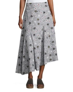 OPENING CEREMONY 4 Lily Godet Midi Maxi Skirt Black White Striped Floral EUC - Picture 1 of 6