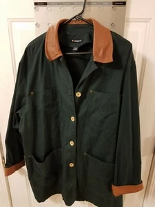 Liz Sport Jacke Damen Größe Lg Knopfleiste Kunstlederbesatz - Bild 1 von 6