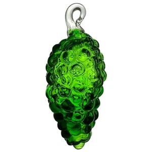 Heavy Green Blown Glass Grape Cluster Christmas Ornament 6.5” Collectible - Picture 1 of 5