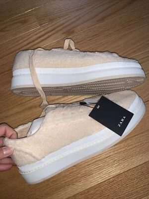 Zara Zapatillas Mujer Sherpa Plataforma Talla 38 Foto 1 de 3
