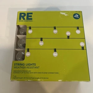 Room Essentials Clear Globe String Lights 25 Bulbs New In Box - Picture 1 of 3