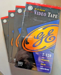 GE Hi-Fi Stereo T-120 Klasse leer VHS Videokassette neu & eingeschweißt (Stck 4) - Bild 1 von 4
