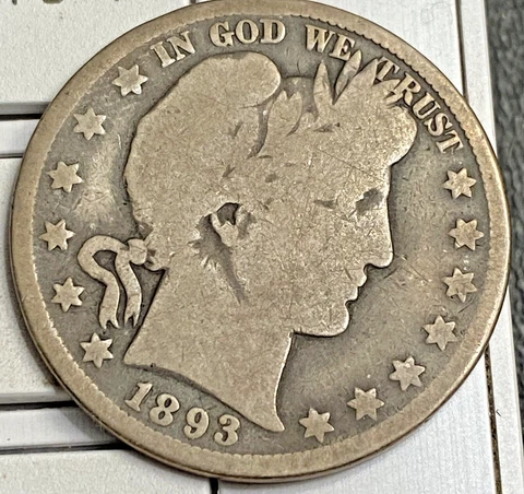 1893 Barber Half Dollar Choice Original G Nice Original Toning Better Date Cover