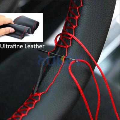 DIY Hand Sewing Fine Leather Auto Car Steering Wheel Cover W/ Needle & Thread - Image 1 of 4