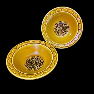 2 cuencos de sopa de cereales Homer Laughlin Coventry Granada con borde dorado castellano 6,75 pulgadas - Imagen 1 de 3