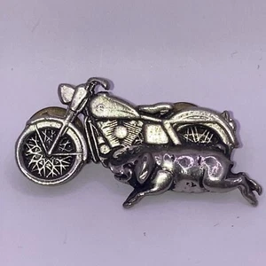 Harley Davidson Hog Biker Rider Motorcycle Pewter Vest Jacket Small Rocker Pin - Picture 1 of 4